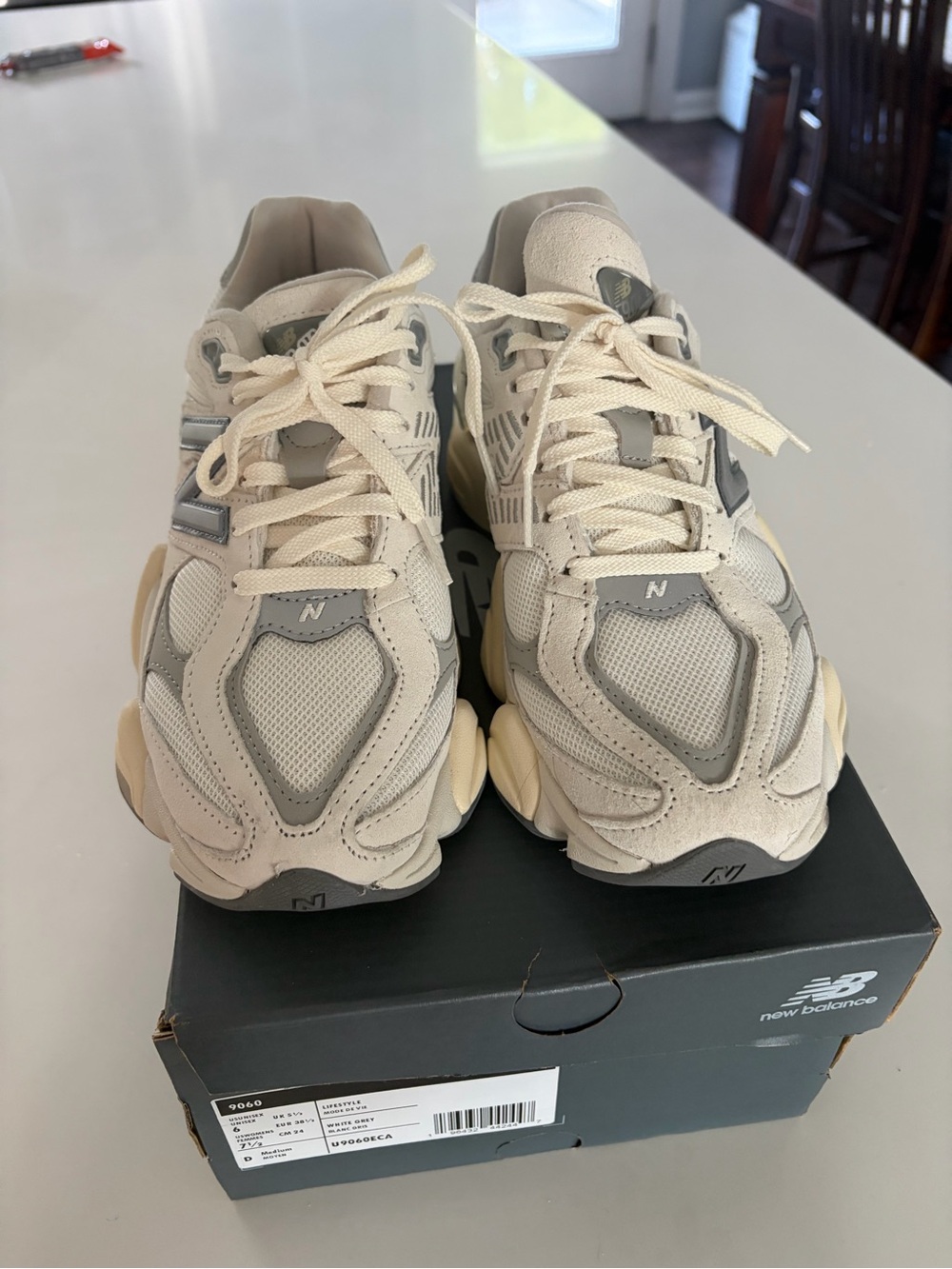 New Balance Cream and Gray Sneakers